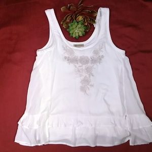 Democracy White Floral,Boho,Embroidery top size S
